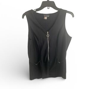 Y2K Vintage Zipper heart Black Blouse
